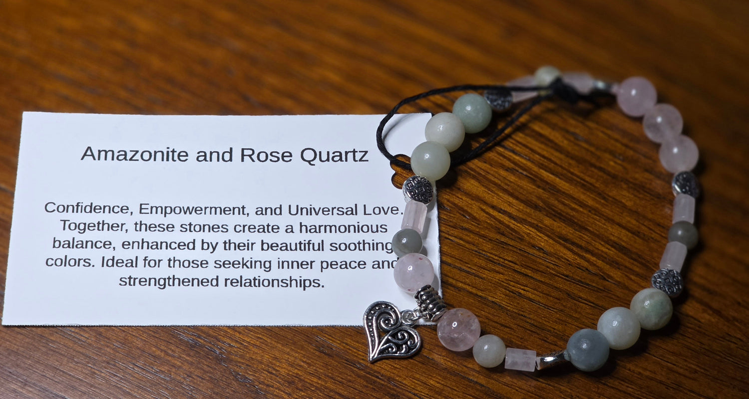 Amazonite and Rose Quartz Bracelet with Heart