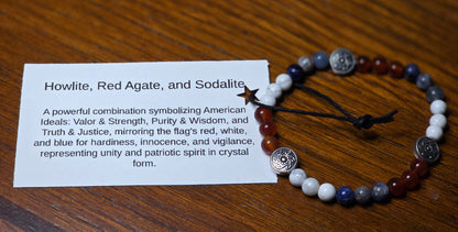 Howlite, Red Agate, and Sodalite Bracelet