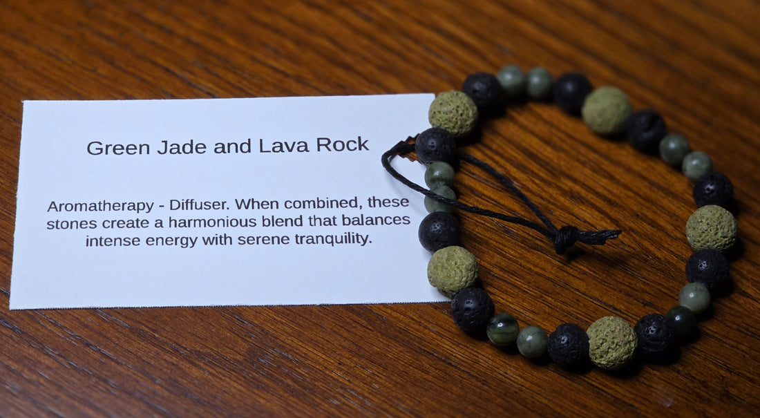 Green Jade and Lava Rock Bracelet/ Diffuser