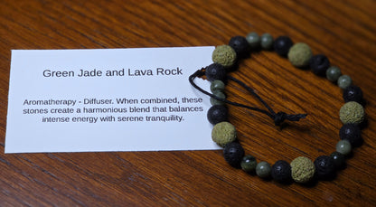 Green Jade and Lava Rock Bracelet/ Diffuser