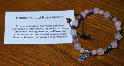 Rhodonite and Rose Quartz Bracelet