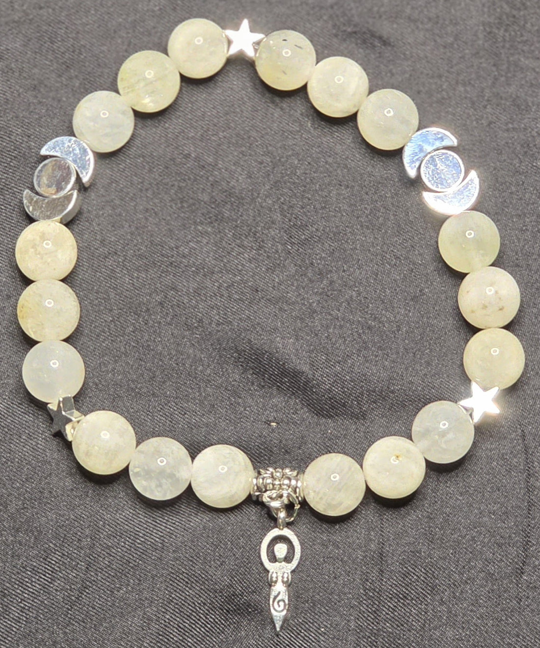 Rainbow Moonstone Bracelet with Goddess