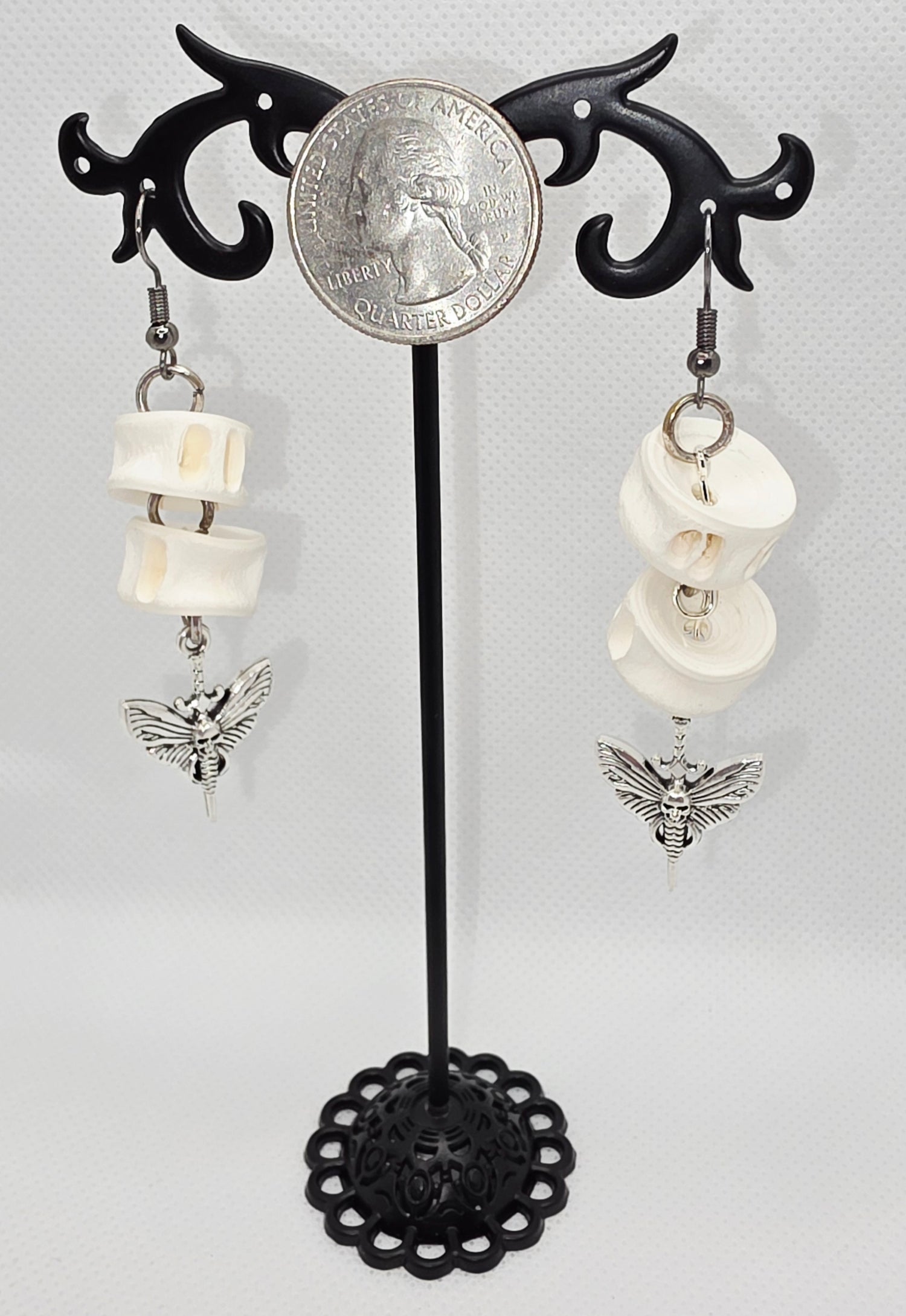 Death Head Moth Fish Bone Earrings