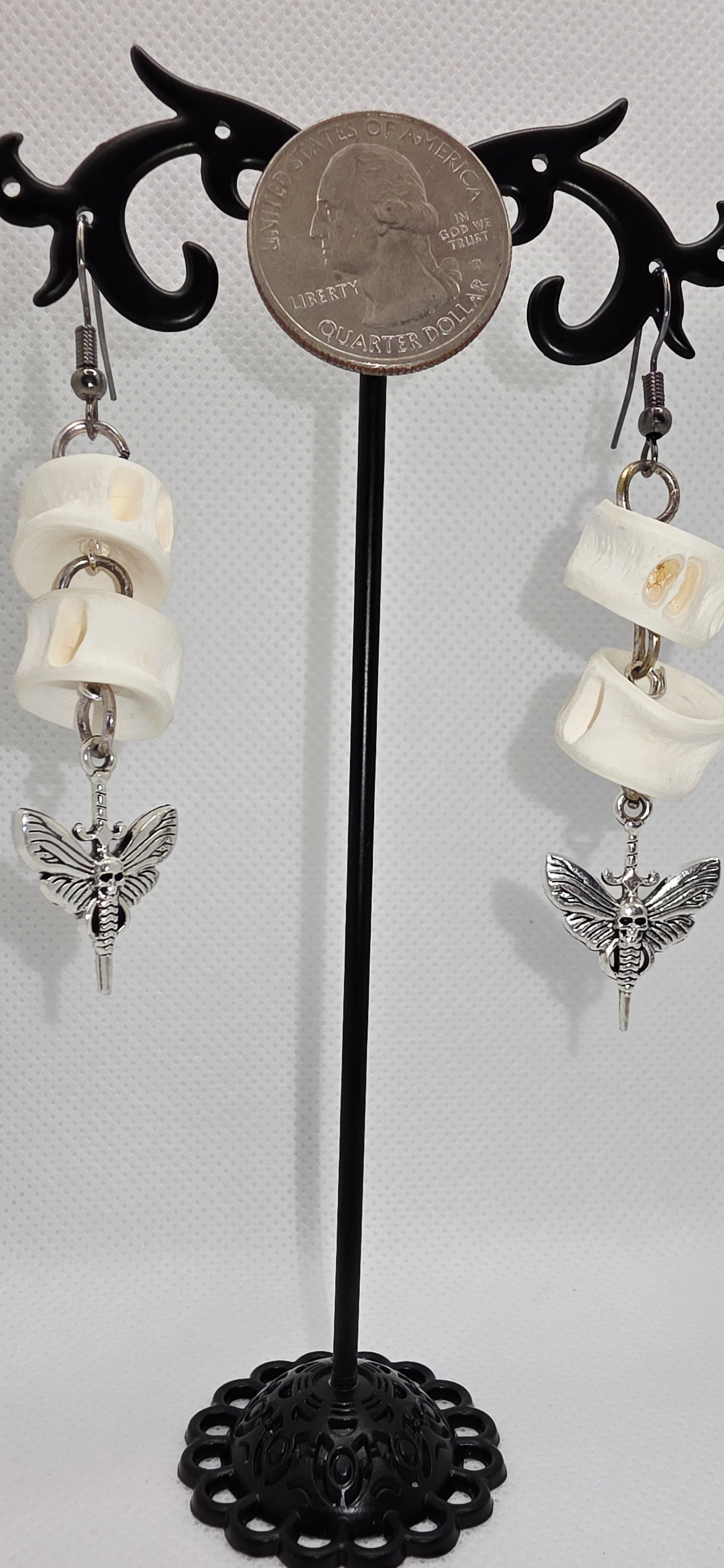 Death Head Moth Fish Bone Earrings