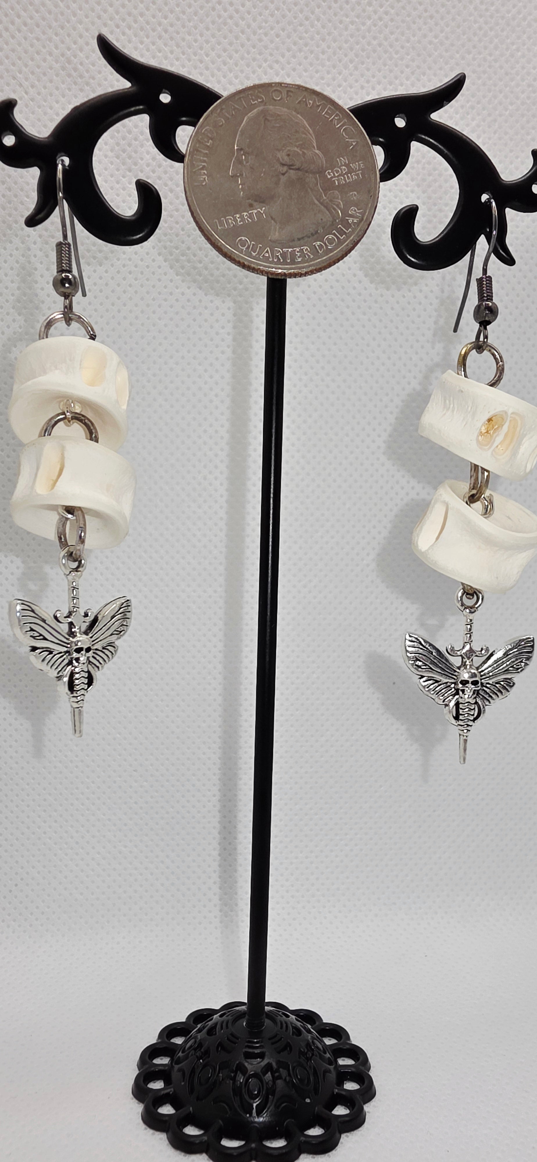 Death Head Moth Fish Bone Earrings