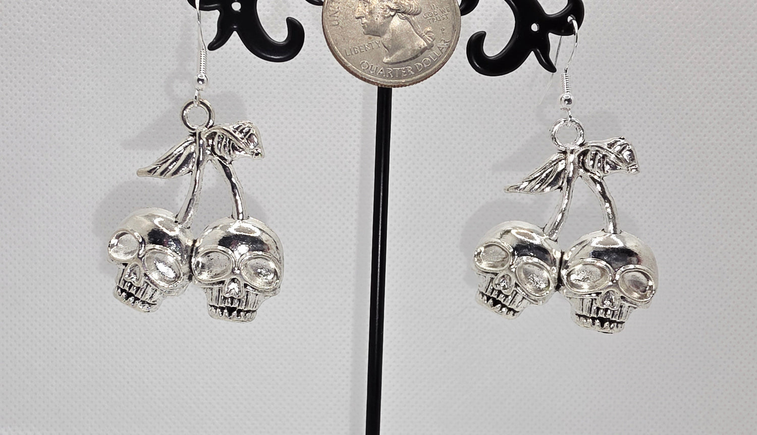 Gothic Cherry Skull Earrings