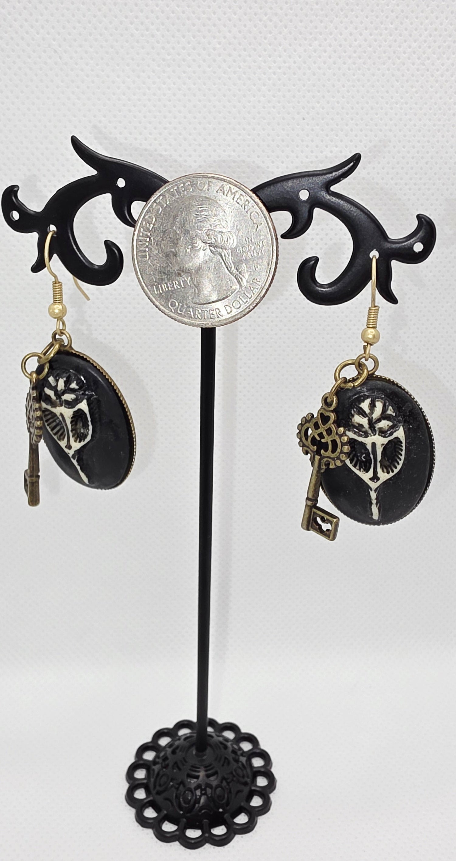 Mystic Bird Skull Cameo with Bronze Key Charm
