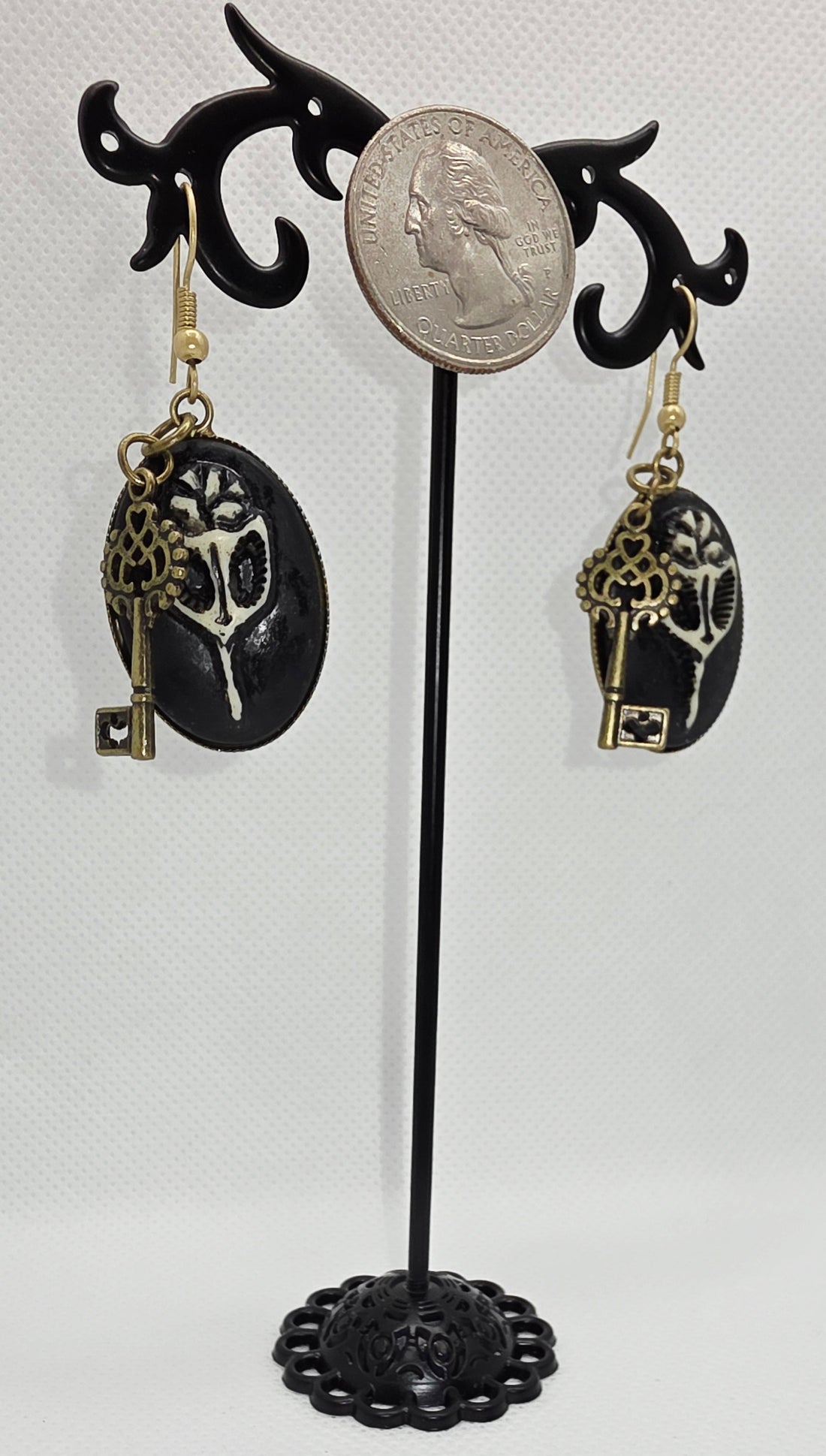 Mystic Bird Skull Cameo with Bronze Key Charm