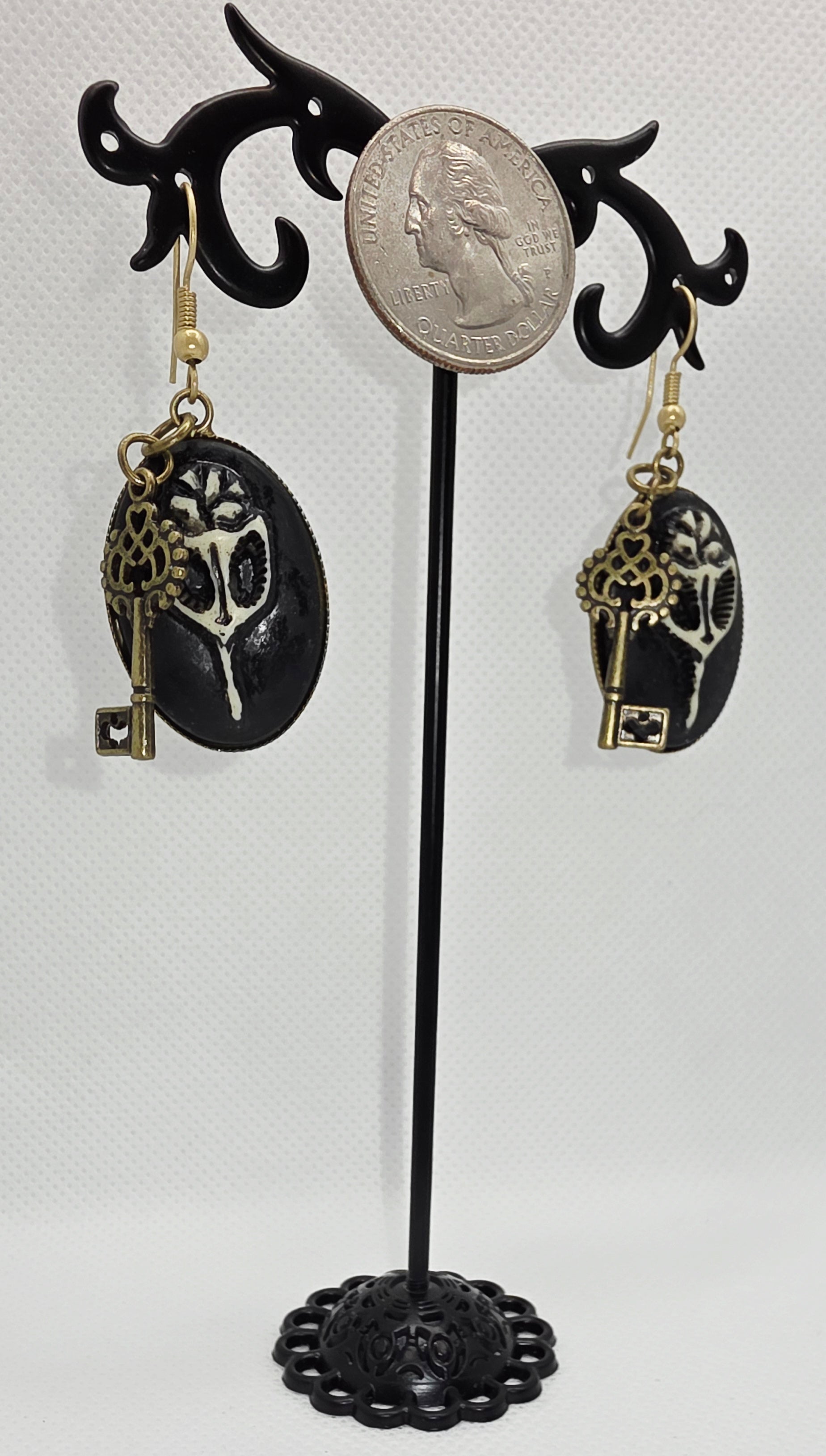 Mystic Bird Skull Cameo with Bronze Key Charm