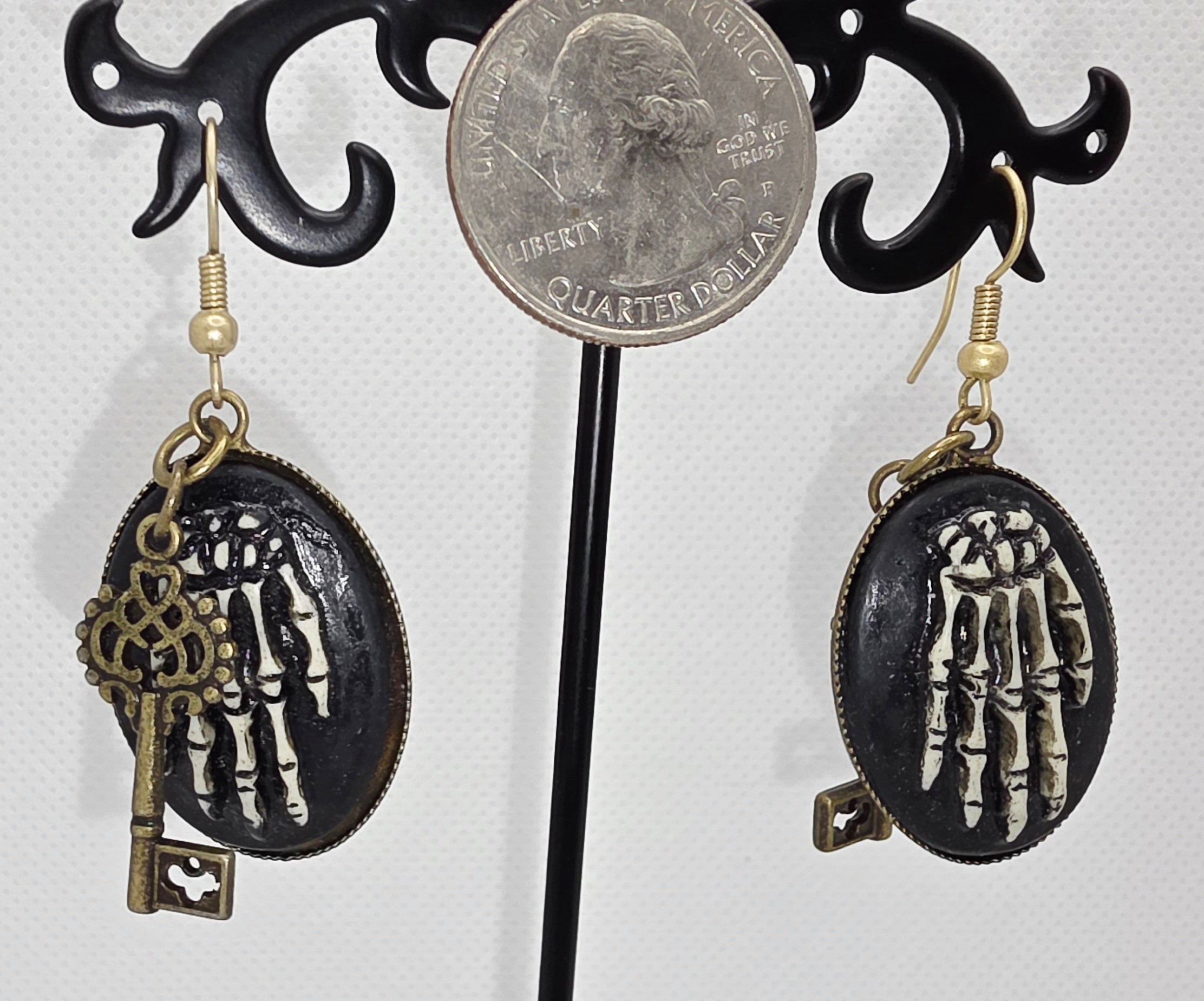 Gothic Skeleton Hand Cameo Earrings
