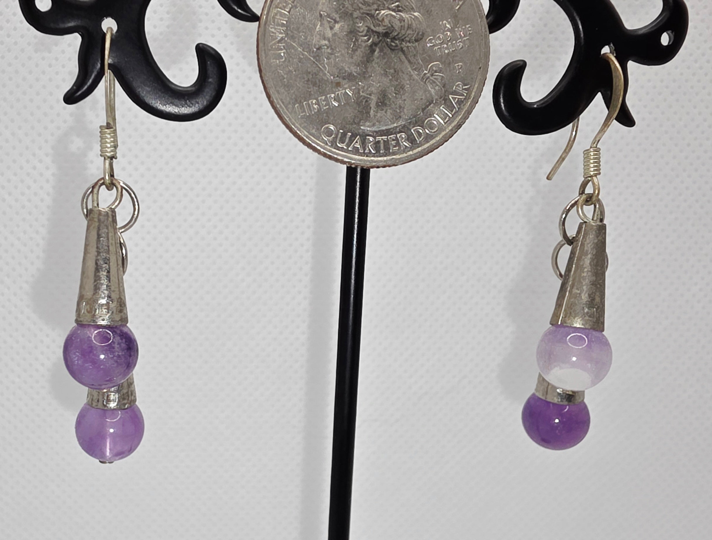Mystical Silver &amp; Amethyst Drop Earrings