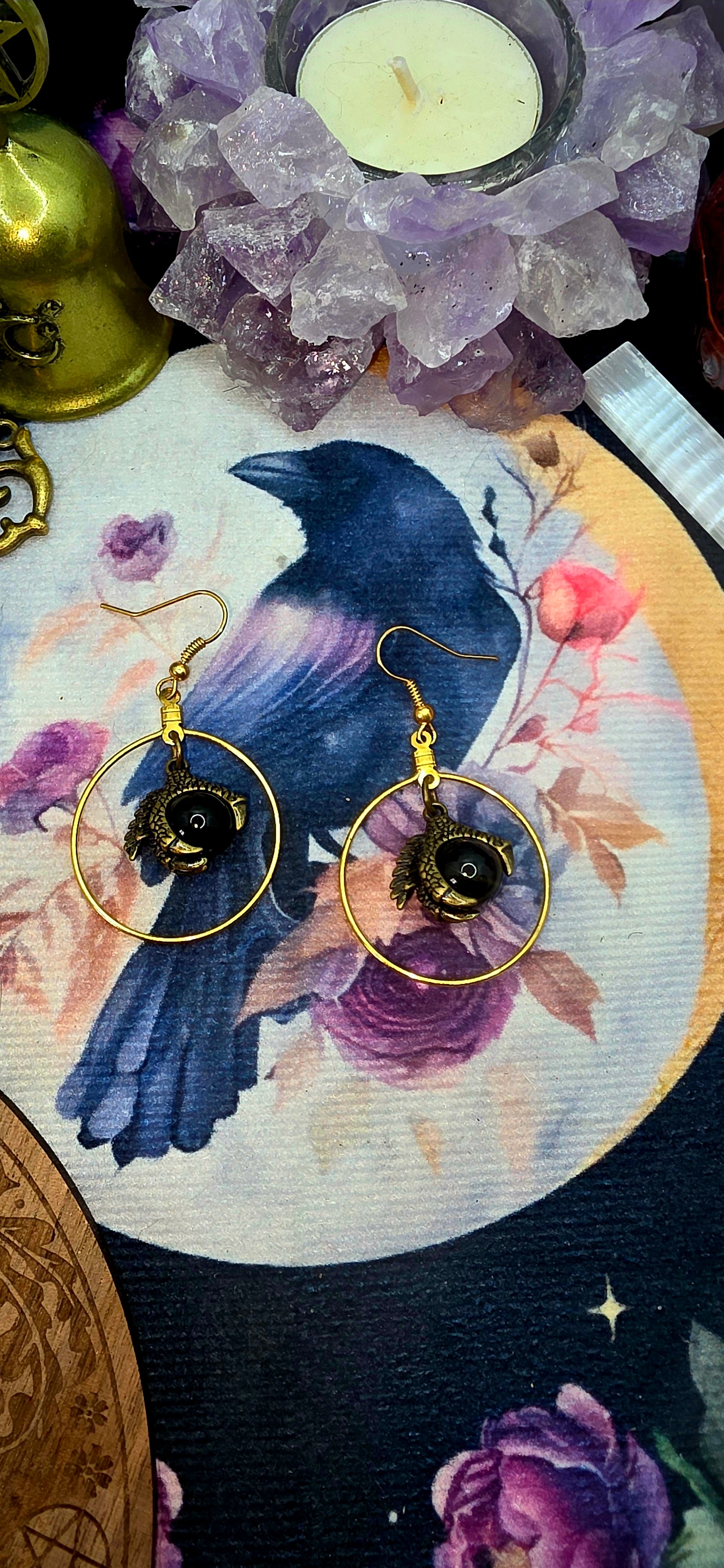 Dragon claw hoop earrings