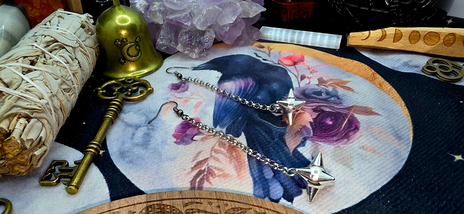 Silver Morningstar Weapon Earrings