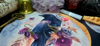 Mystical Silver &amp; Amethyst Drop Earrings