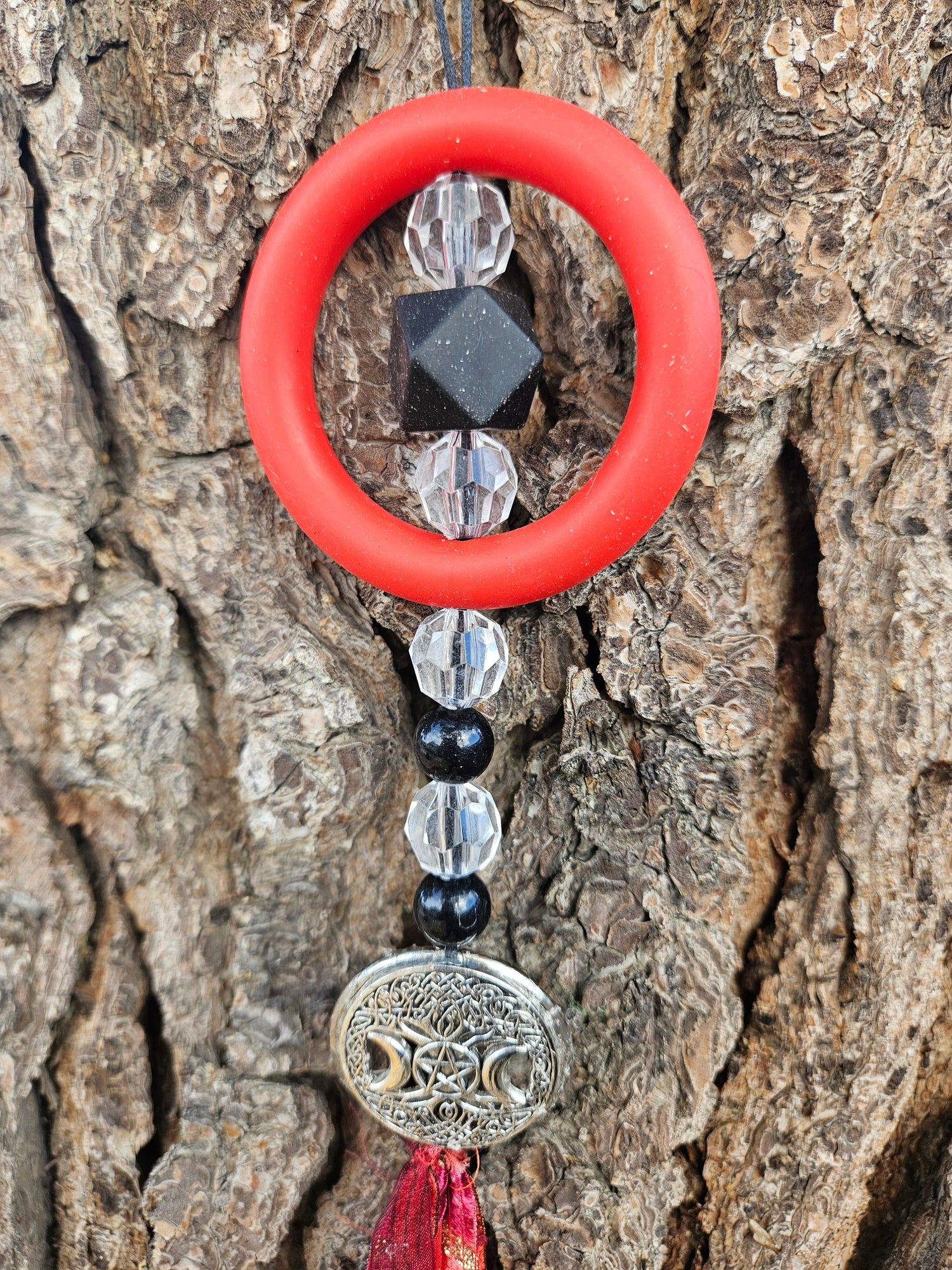 Witch Bells • Triple Moon Pentacle• Protection Charm • Wiccan Home Decor • Door Hanger • Pagan Altar