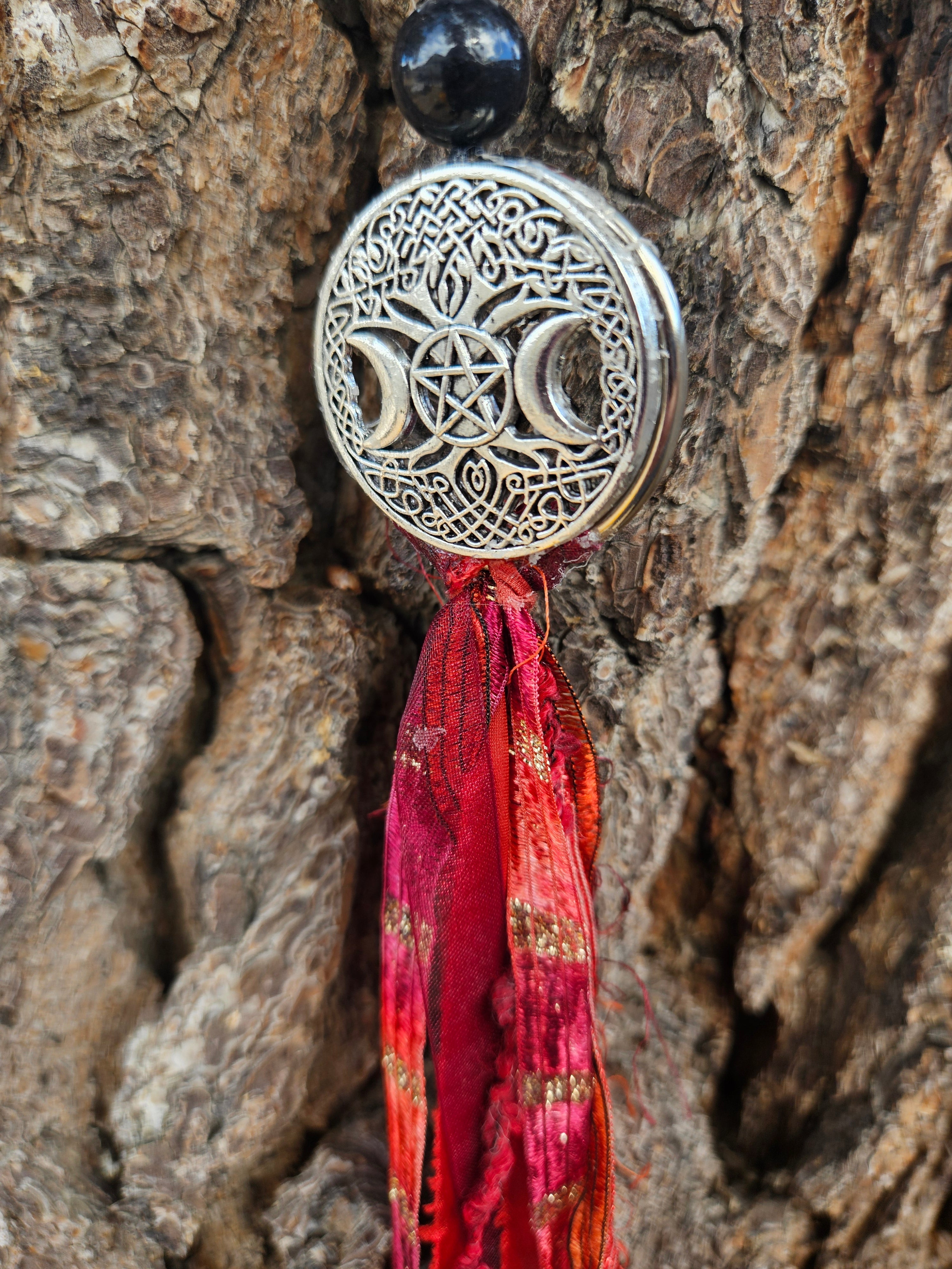 Witch Bells • Triple Moon Pentacle• Protection Charm • Wiccan Home Decor • Door Hanger • Pagan Altar