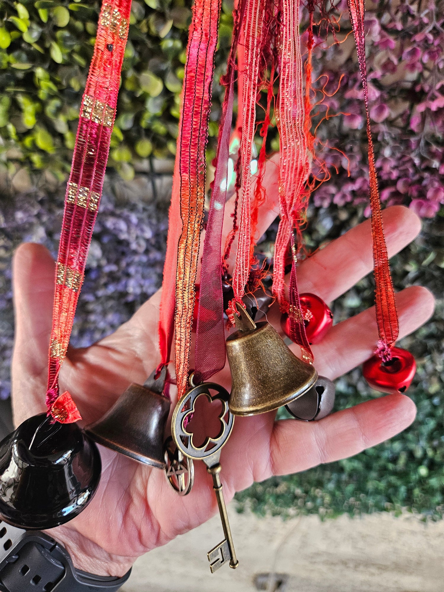 Witch Bells • Triple Moon Pentacle• Protection Charm • Wiccan Home Decor • Door Hanger • Pagan Altar
