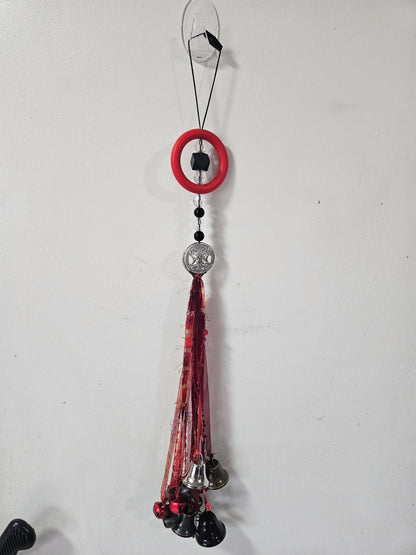 Witch Bells • Triple Moon Pentacle• Protection Charm • Wiccan Home Decor • Door Hanger • Pagan Altar