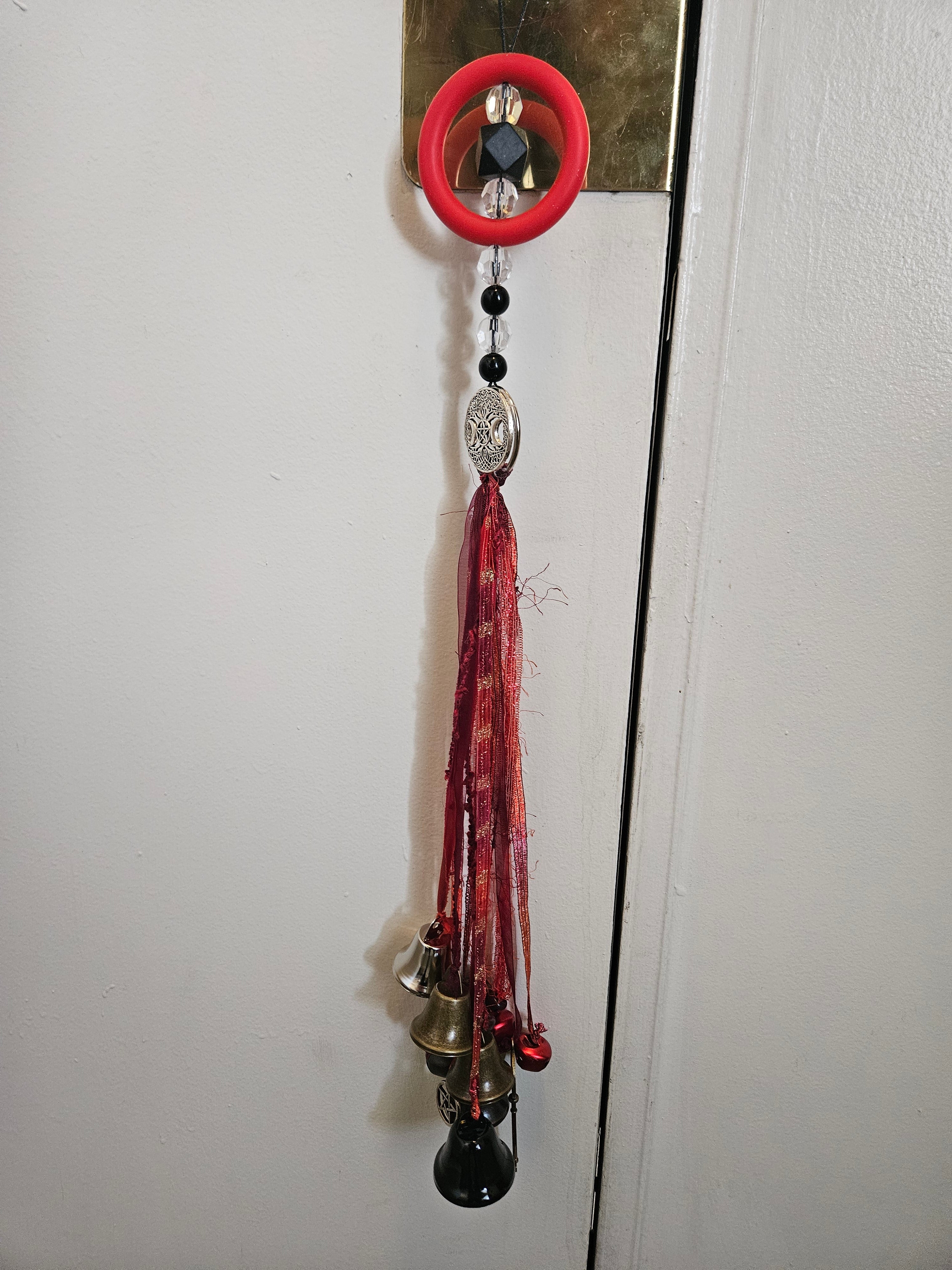 Witch Bells • Triple Moon Pentacle• Protection Charm • Wiccan Home Decor • Door Hanger • Pagan Altar