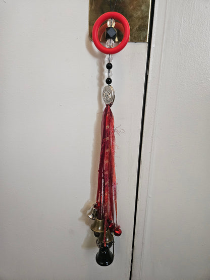 Witch Bells • Triple Moon Pentacle• Protection Charm • Wiccan Home Decor • Door Hanger • Pagan Altar