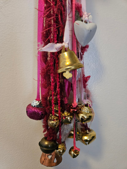 Pink Witch Bells • Protection Charm • Door Hanger • Home Blessing Decor • Handmade Boho Witchcraft Ornament • Good Energy House Gift