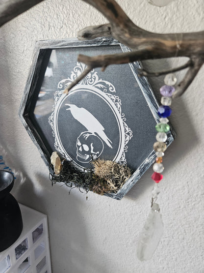Wall Hanging: Gothic Skull, Clear Quartz, Smoky Quartz, Tiger&