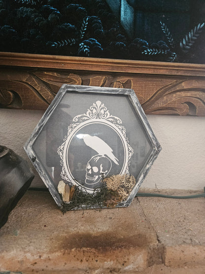 Wall Hanging: Gothic Skull, Clear Quartz, Smoky Quartz, Tiger&