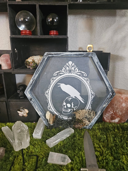 Wall Hanging: Gothic Skull, Clear Quartz, Smoky Quartz, Tiger&