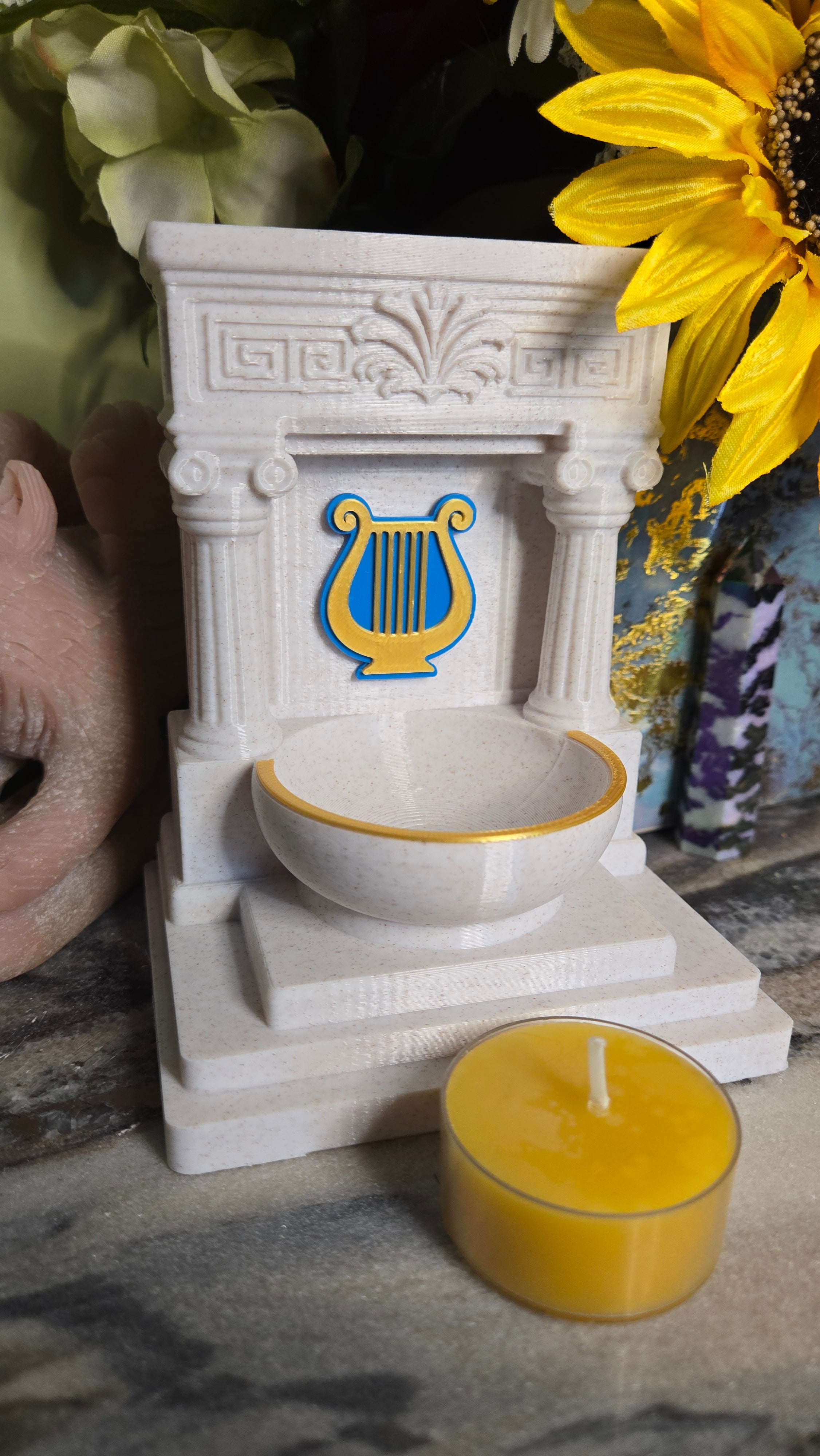 Mini Apollo Lyre Altar 5 Inch God Shrine for Sun, Archery, Music, Witchcraft Altar Decor Pagan Gift