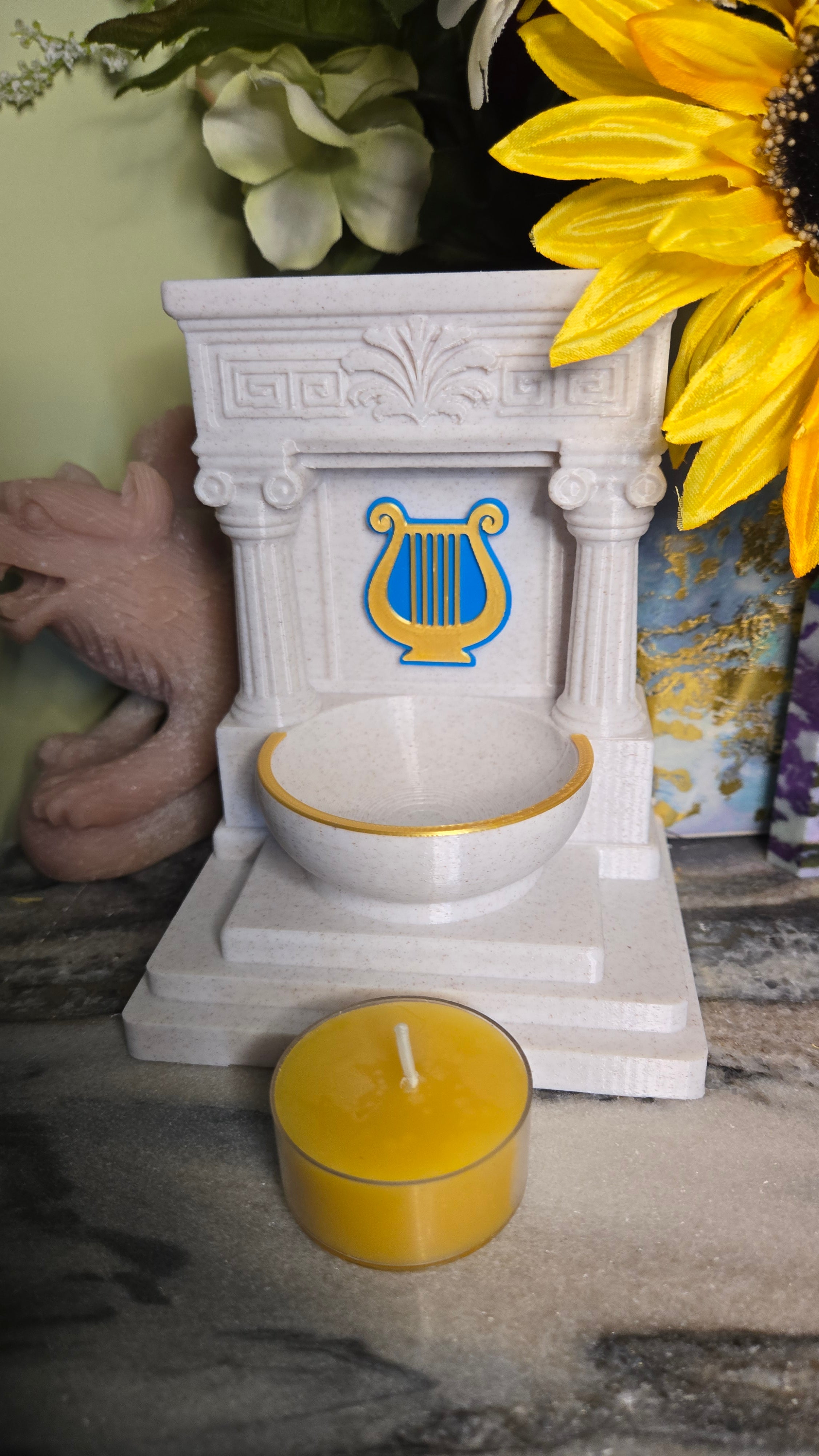 Mini Apollo Lyre Altar 5 Inch God Shrine for Sun, Archery, Music, Witchcraft Altar Decor Pagan Gift
