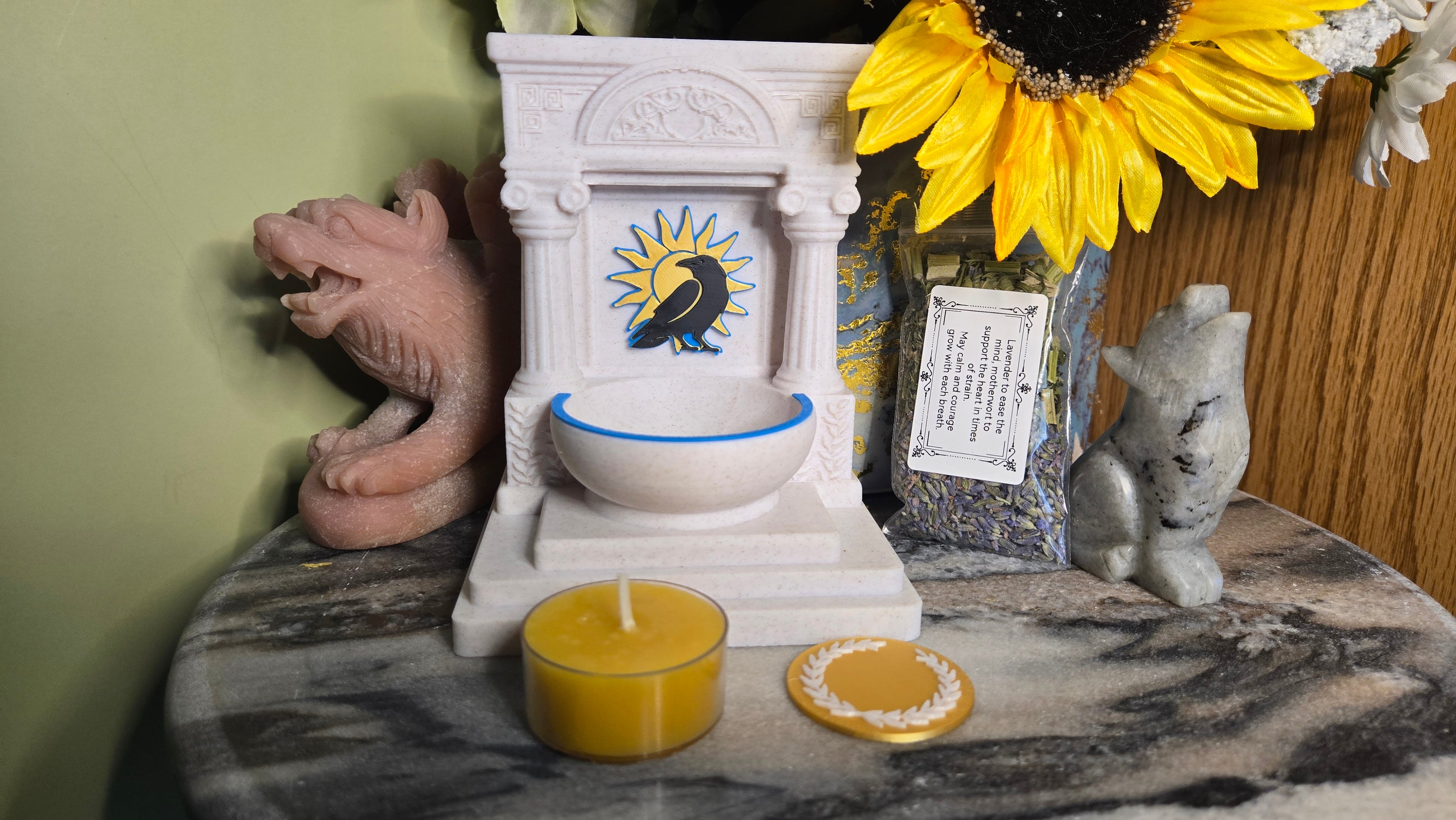 Mini Apollo Far-Striker Raven Altar 5 Inch God Shrine for Sun, Archery, Music, Prophecy Witchcraft Altar Decor Pagan Gift