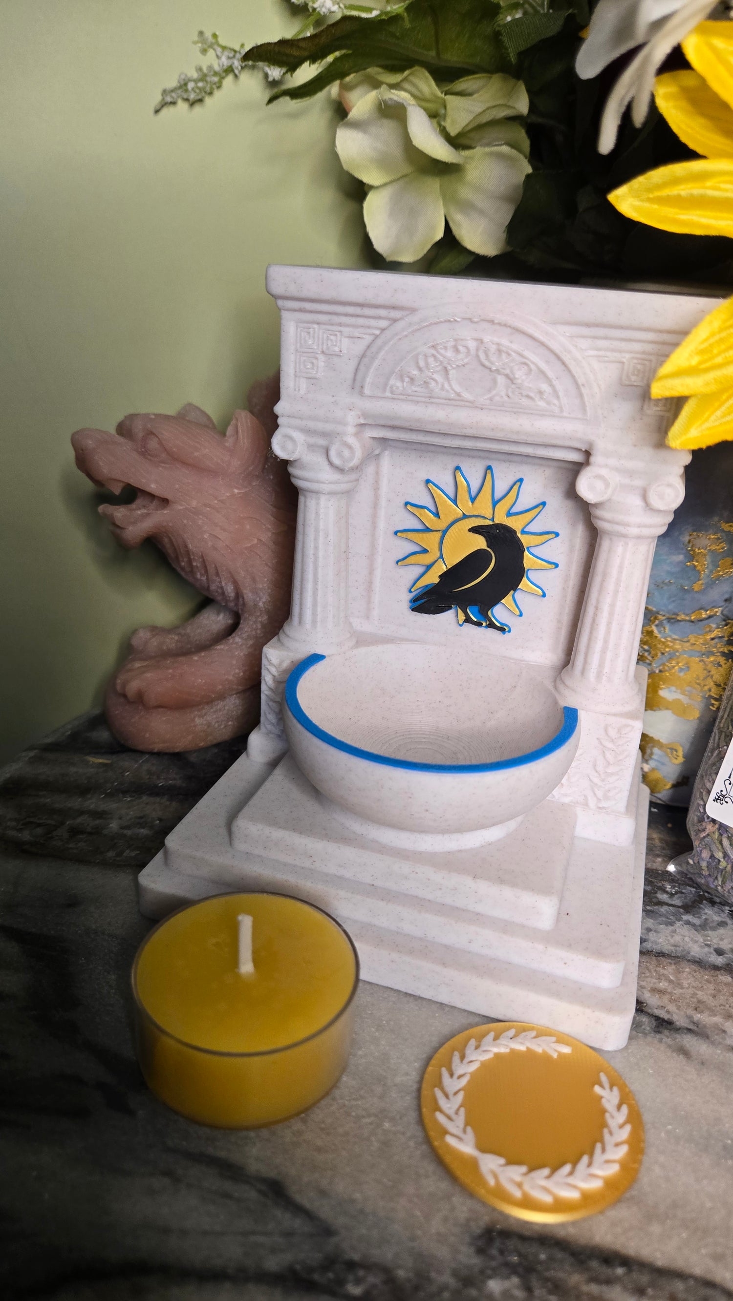 Mini Apollo Far-Striker Raven Altar 5 Inch God Shrine for Sun, Archery, Music, Prophecy Witchcraft Altar Decor Pagan Gift
