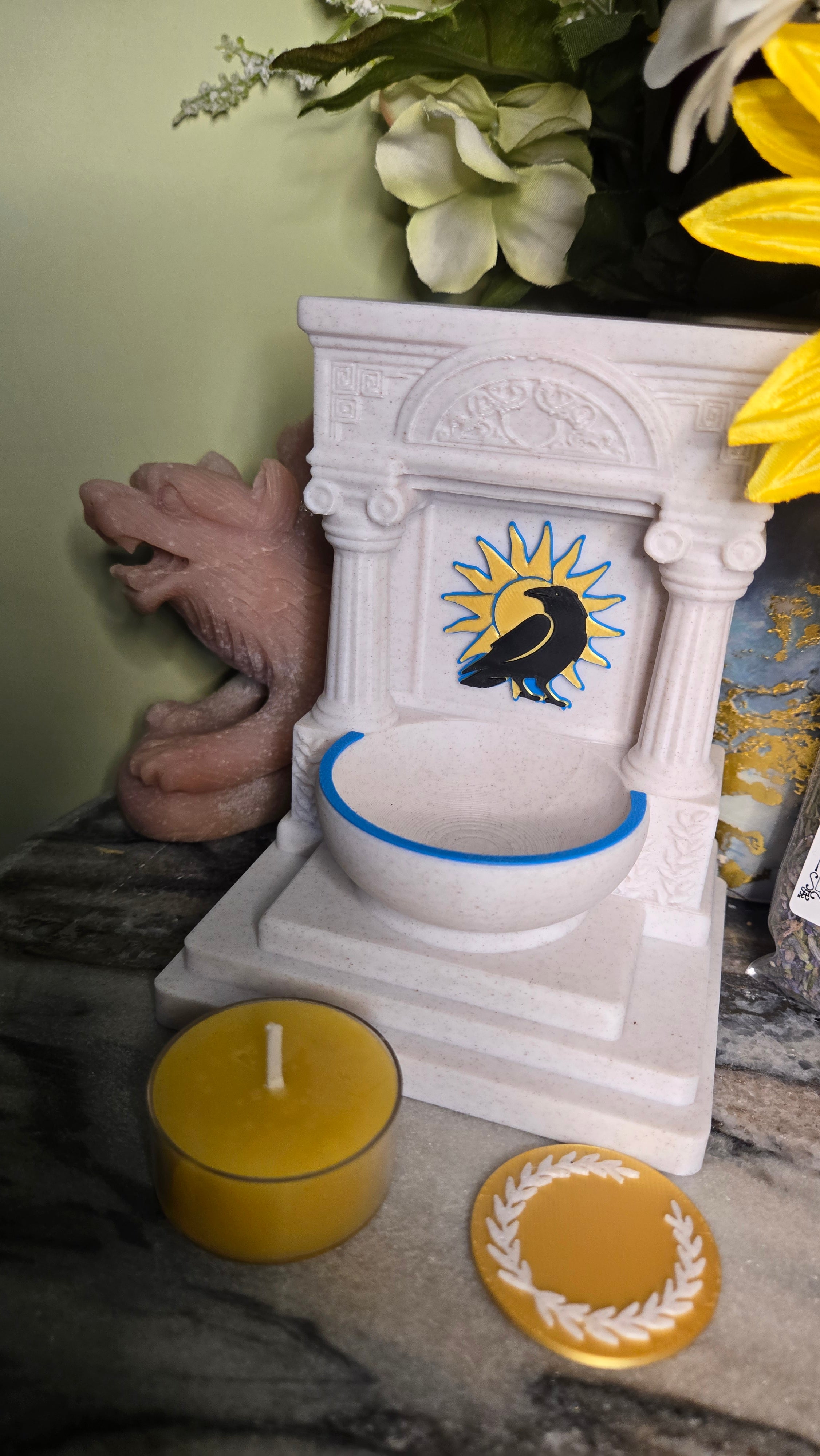 Mini Apollo Far-Striker Raven Altar 5 Inch God Shrine for Sun, Archery, Music, Prophecy Witchcraft Altar Decor Pagan Gift