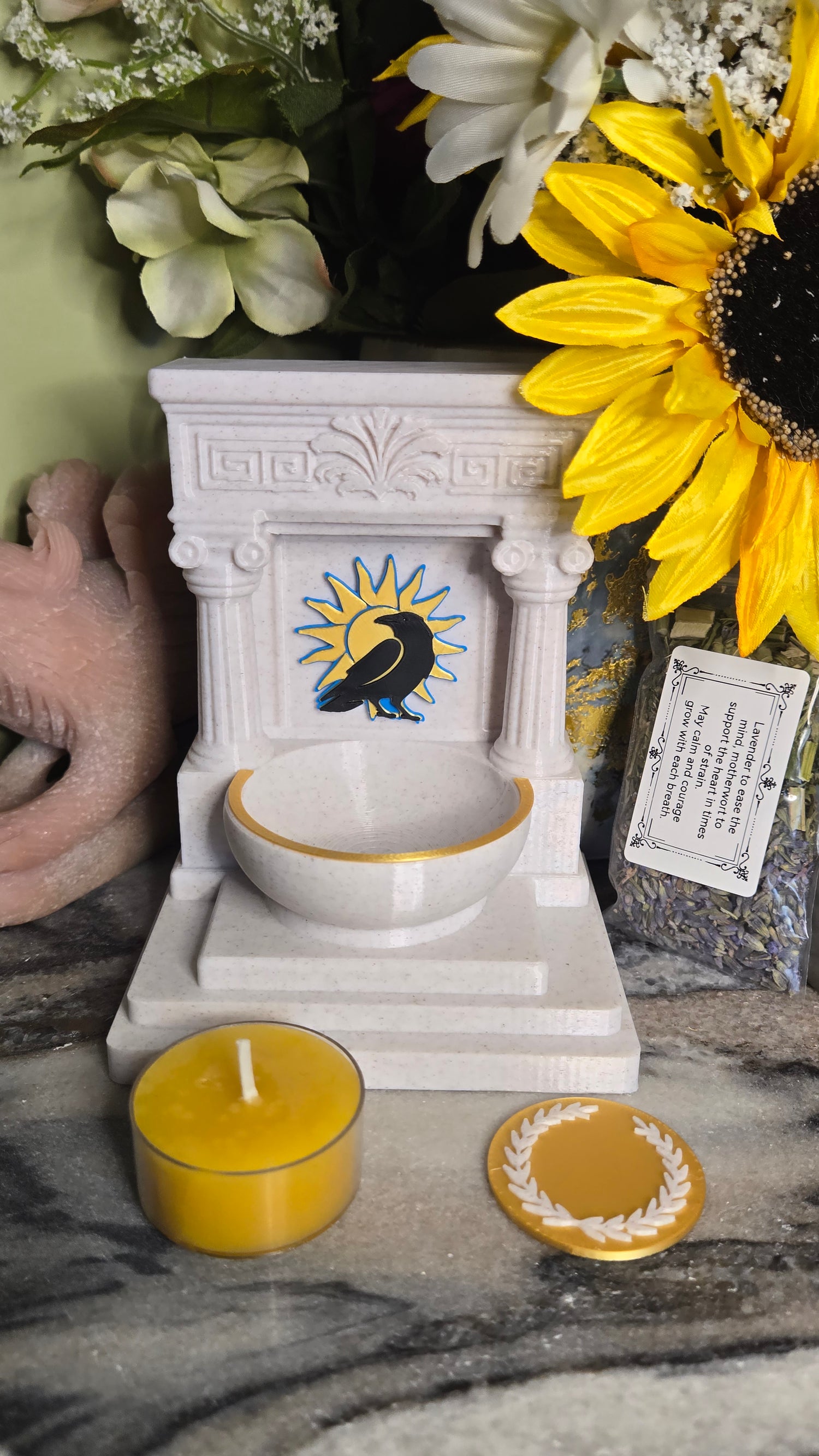 Mini Apollo Far-Striker Raven Altar 5 Inch God Shrine for Sun, Archery, Music, Prophecy Witchcraft Altar Decor Pagan Gift