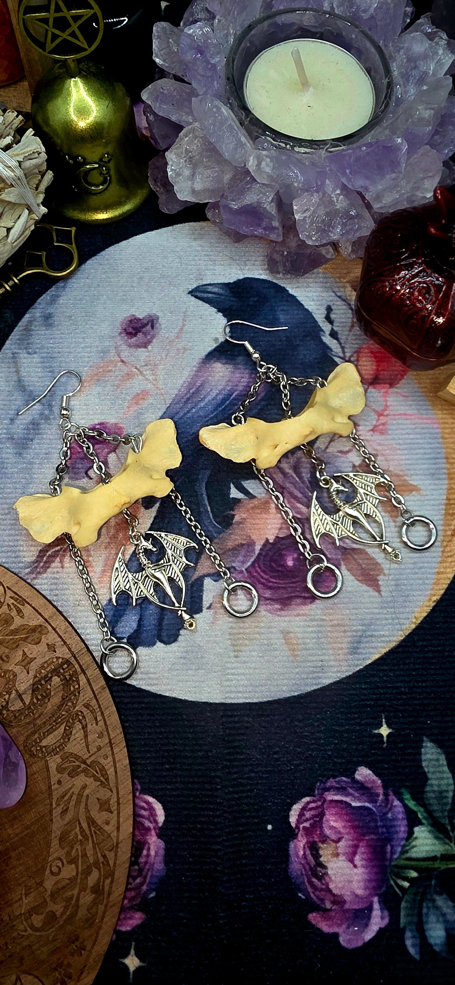 Chained Atlas Bone Dragon Earrings