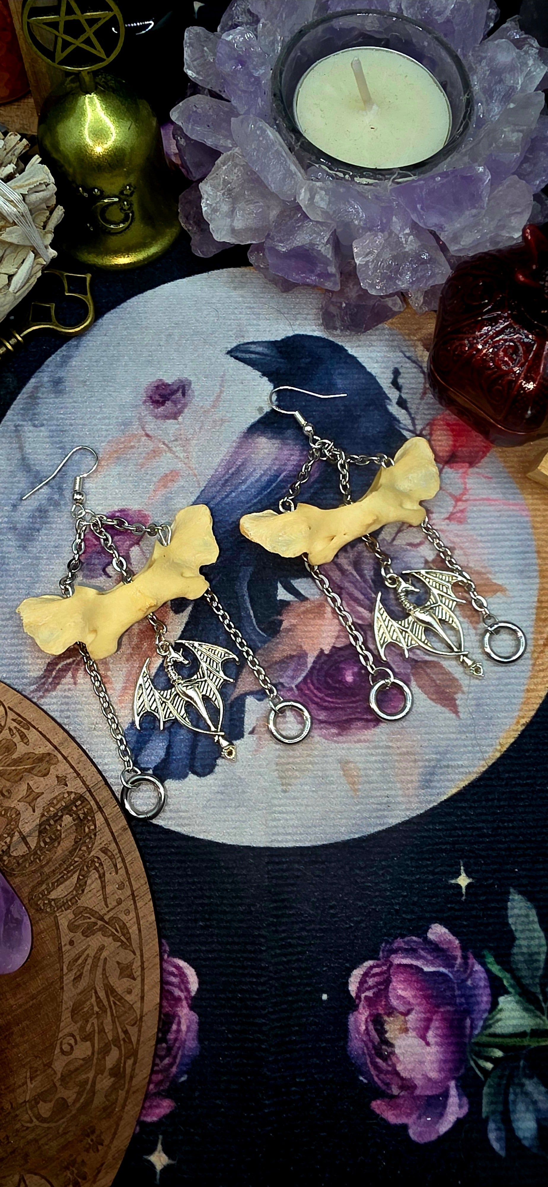 Chained Atlas Bone Dragon Earrings