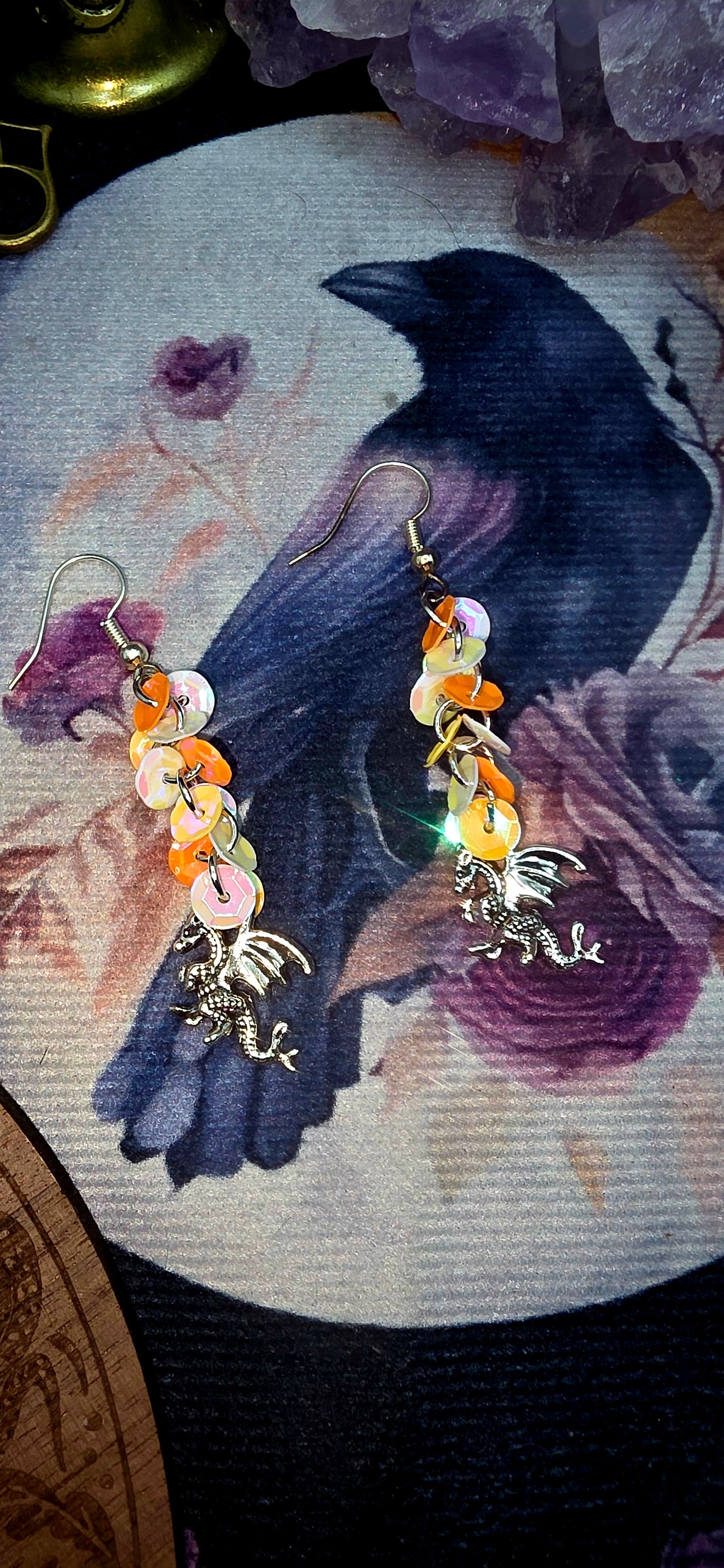 Gleaming Dragon Sequin Earrings