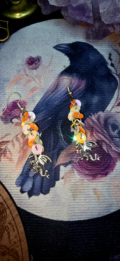 Gleaming Dragon Sequin Earrings