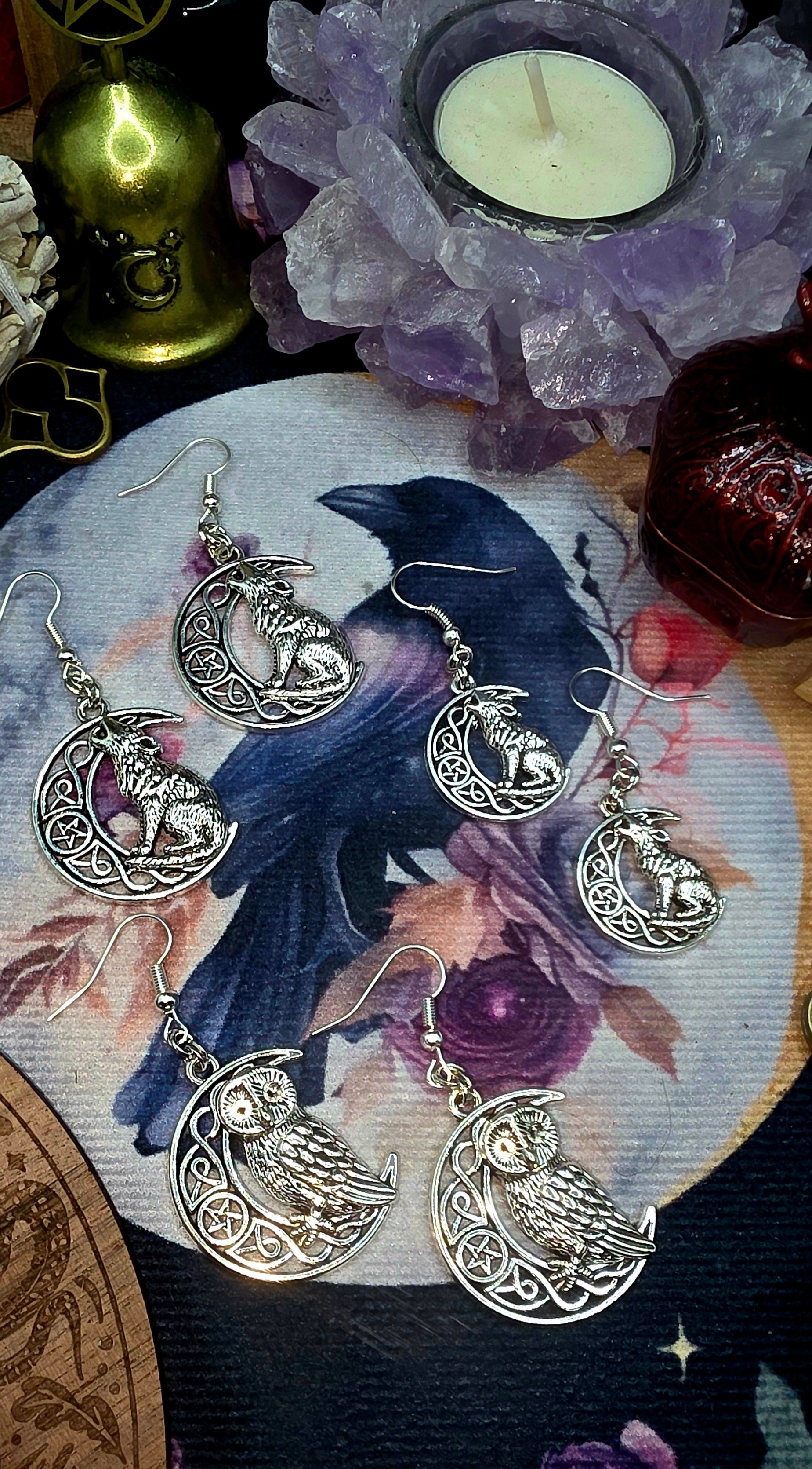 Celtic Moon Silver Earrings