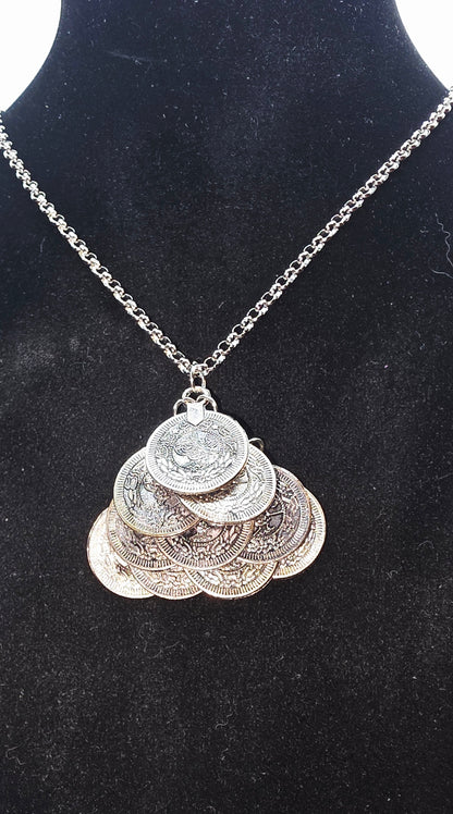 Coin Scale Earrings and Necklace Set