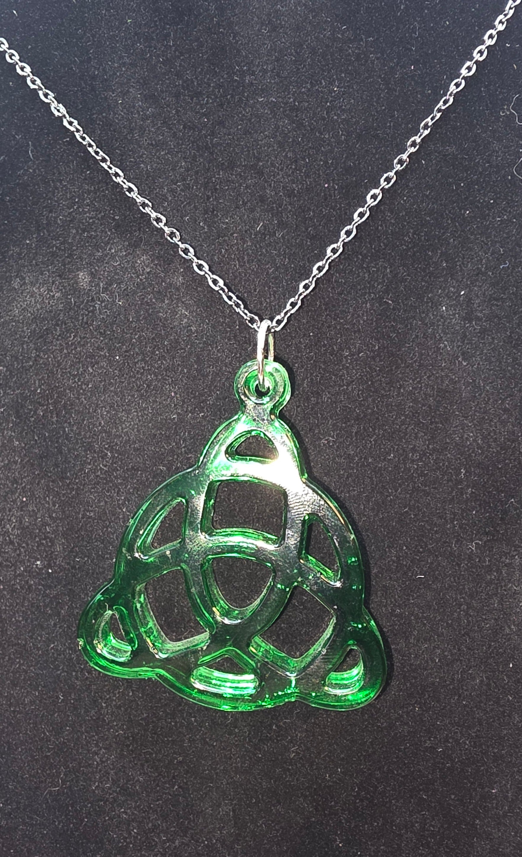 Green Resin Celtic Pendant Necklace
