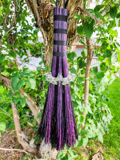 Black &amp; Purple Batty Bat Trifecta Broom