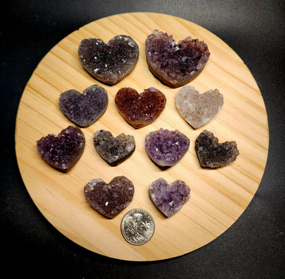 Natural Amethyst Heart Crystals 1-2in