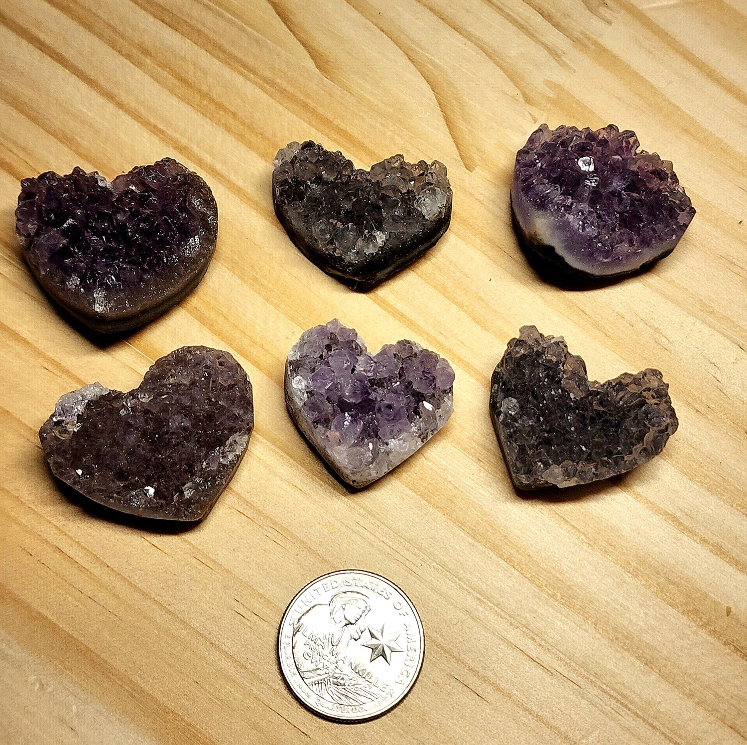 Natural Amethyst Heart Crystals 1-2in