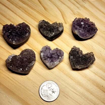 Natural Amethyst Heart Crystals 1-2in