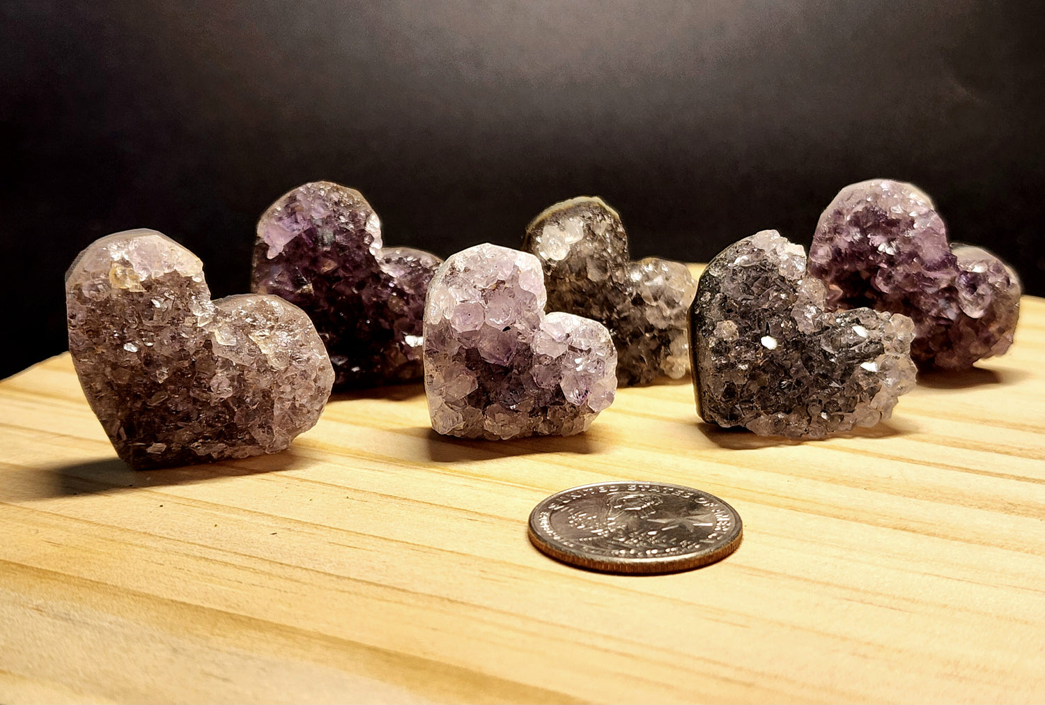 Natural Amethyst Heart Crystals 1-2in