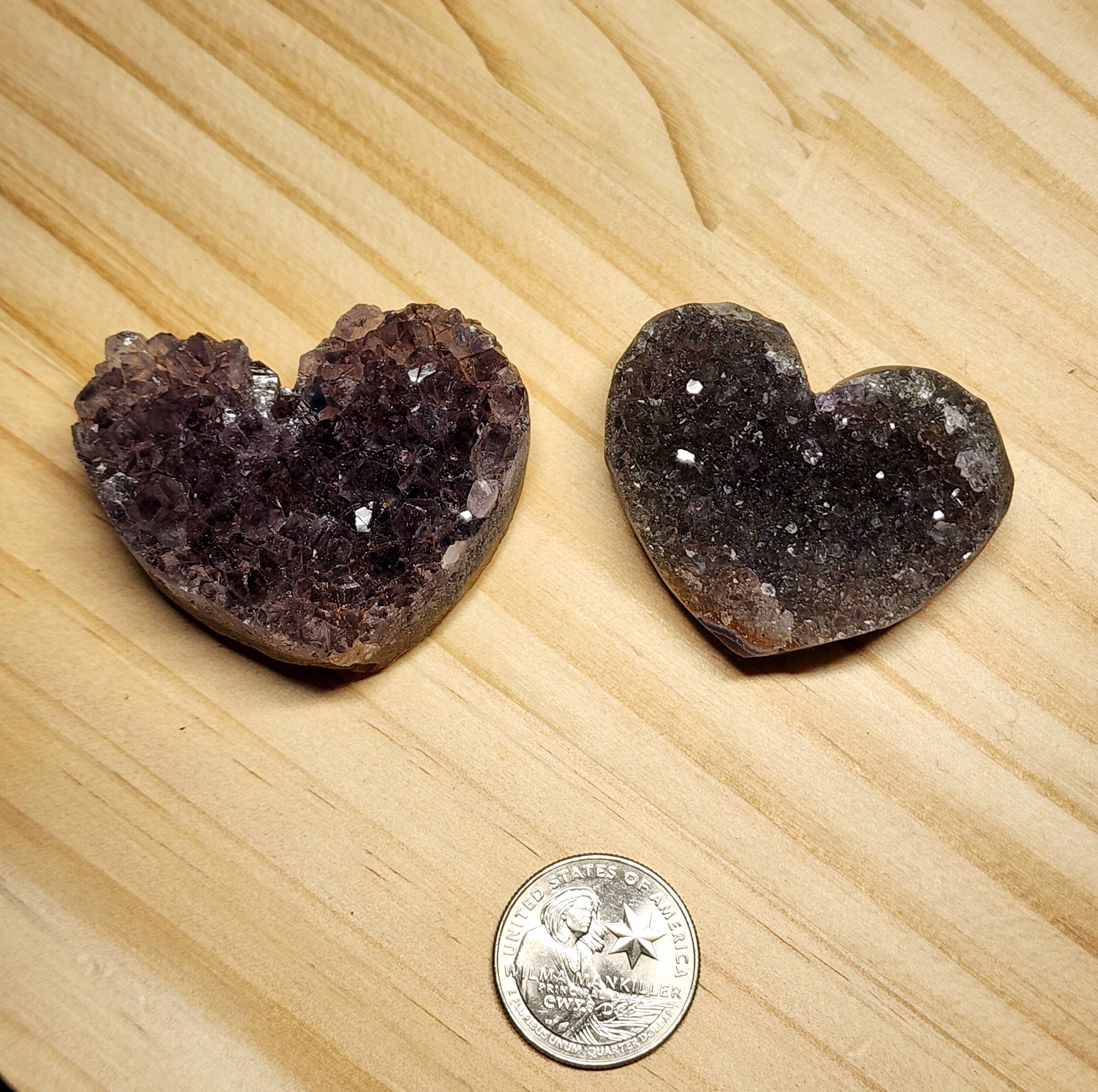 Natural Amethyst Heart Crystals 1-2in