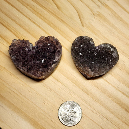 Natural Amethyst Heart Crystals 1-2in