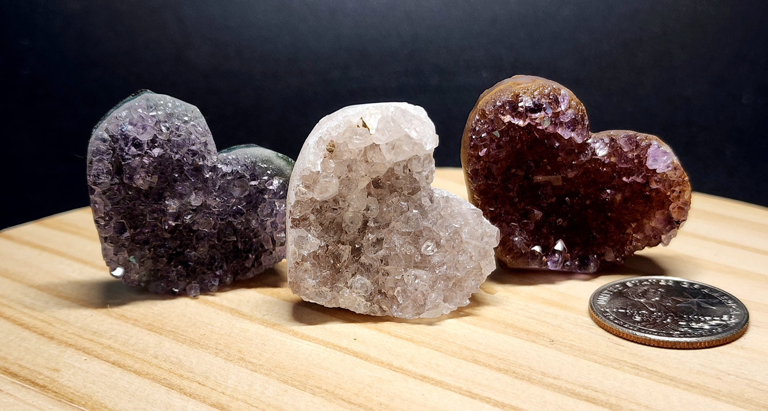 Natural Amethyst Heart Crystals 1-2in