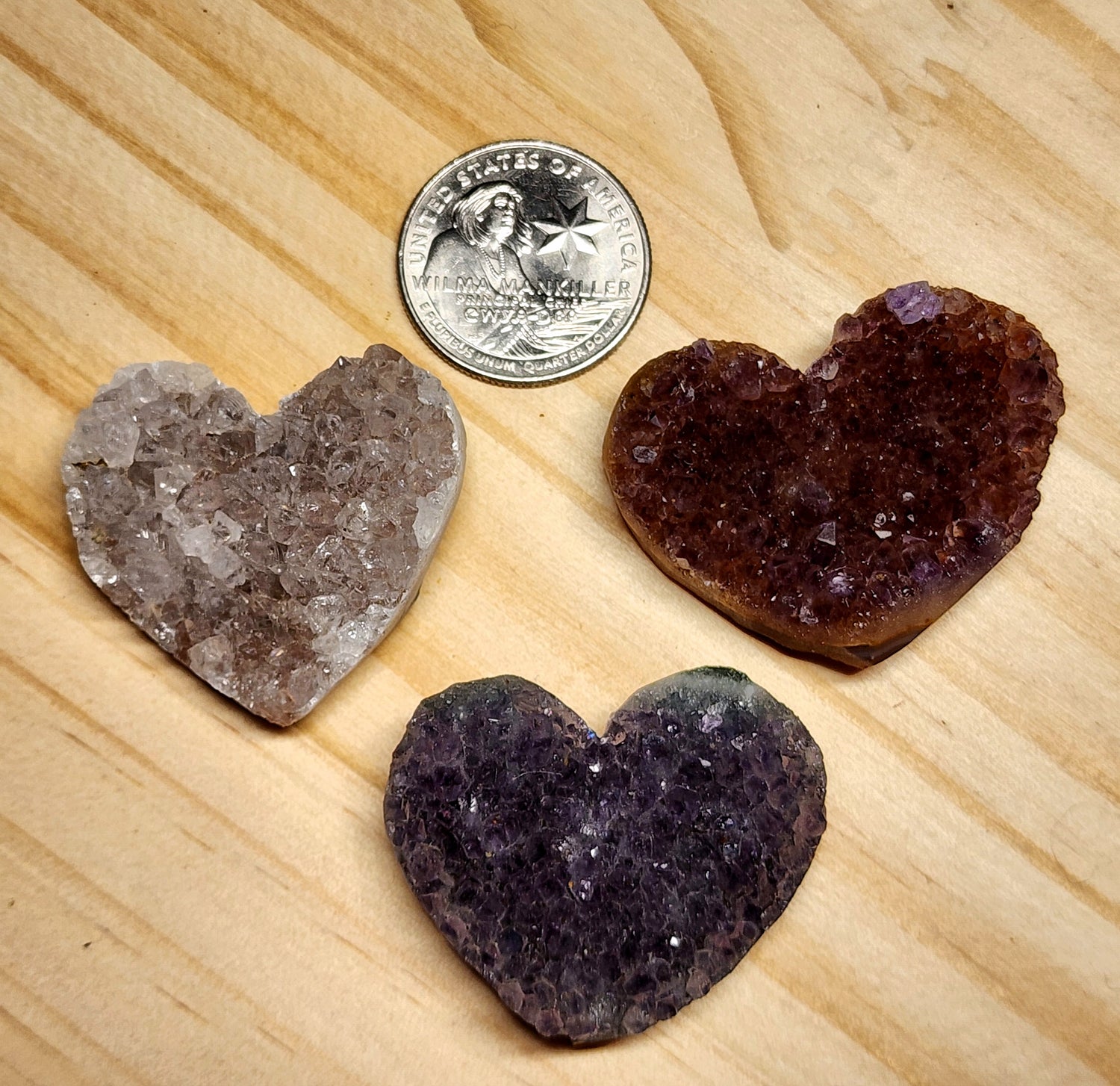Natural Amethyst Heart Crystals 1-2in